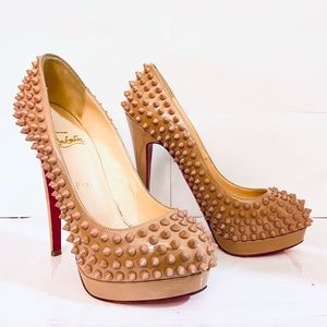 Louboutin ALTI SPIKE 160 Nude Patent Pump